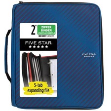 Five Star 2 Inch Zipper Binder Blue Multi Access File Large Capacity Guaranteed