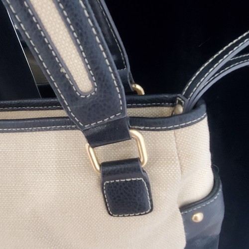HTF. Nine West Black Leather with Yellow Woven Linen/Cotton Purse Hand Bag - Picture 8 of 15