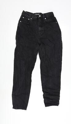 Pull&Bear Damen schwarz Baumwolle Mom Jeans Größe 8 L26,5 normaler Reißverschluss
