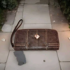 B.O.C. Wallet Gray Faux Leather. 8.5" X 5". Wristlet