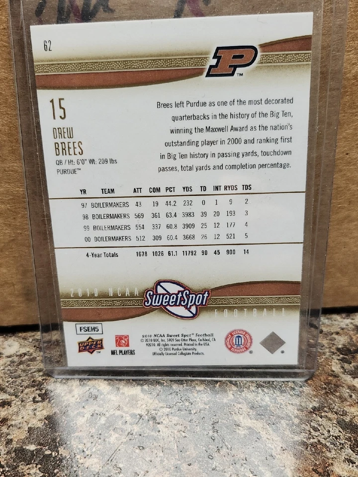 NFL- Drew Brees 2010 Upper Deck Sweet Spot Football - Image 2 of 2