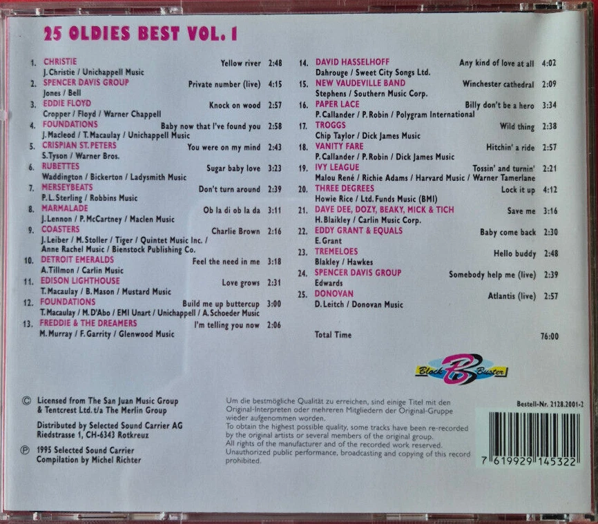 CD - 25 Oldies Best - Vol 1 - Bild 2 von 2