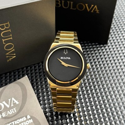 Bulova Millennia Chronograph Gold Stainless Steel Black Dial 97A183 Men's Watch
