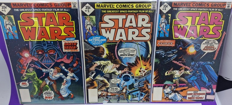 Star Wars Marvel Comics VTG 1977 Lot Set Run # 4 5 6 Whitman Diamond 35 Cents