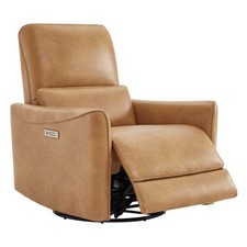 CHITA Swivel Glider Power Recliner,Faux Leather Nursery Chair, FSC Certified