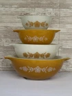 Vintage Pyrex Butterfly Gold Cinderella Mixing Bowl Set 4pc 441-444