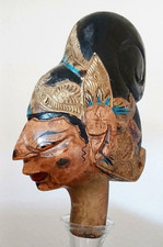 Wayang Golek - Stabpuppen Kopf, groß - Indonesien, Holz, Handarbeit 27cm