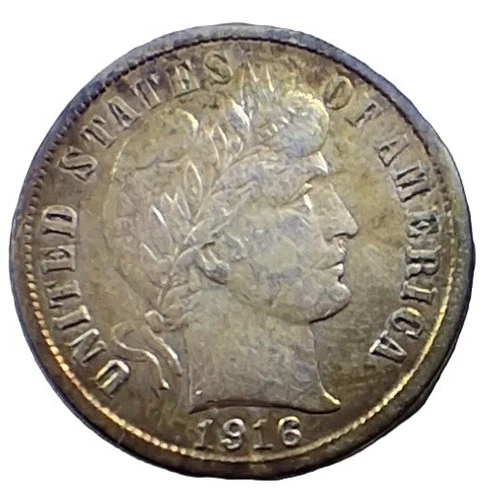 1916-S Barber Silver Dime - LIBERTY Visible - Final Year Issue - FREE SHIPPING!!