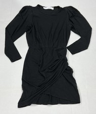 Iro Garah Small Mini Dress Ruched Stretch Linen Jersey Puff Pad Sleeve