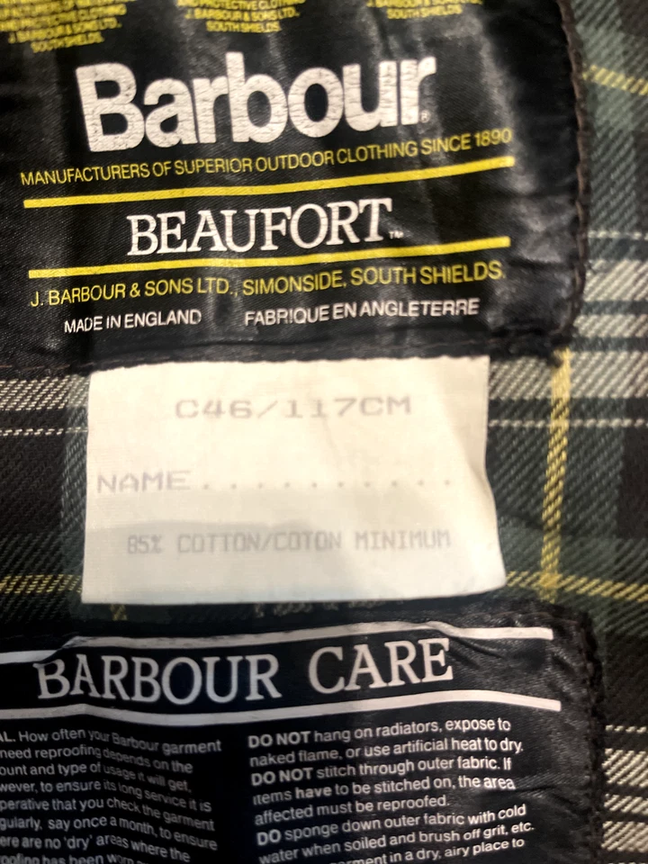 Восковая куртка Barbour Beaufort — размер C46 (46R) — Heritage Green — винтажная деревенская - Изображение 4 из 4
