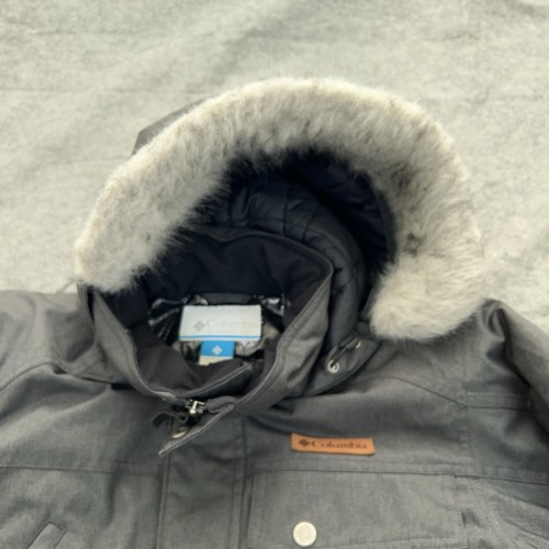 Columbia Jacket Men Small Gray Hooded Barlow Pass 550 Parka Faux Fur Winter Coat - Picture 8 of 12