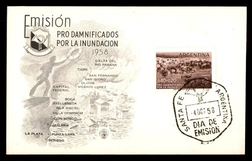 Mayfairstamps Argentina FDC 1958 Flooded Houses Map First Day Cover aaw_53267