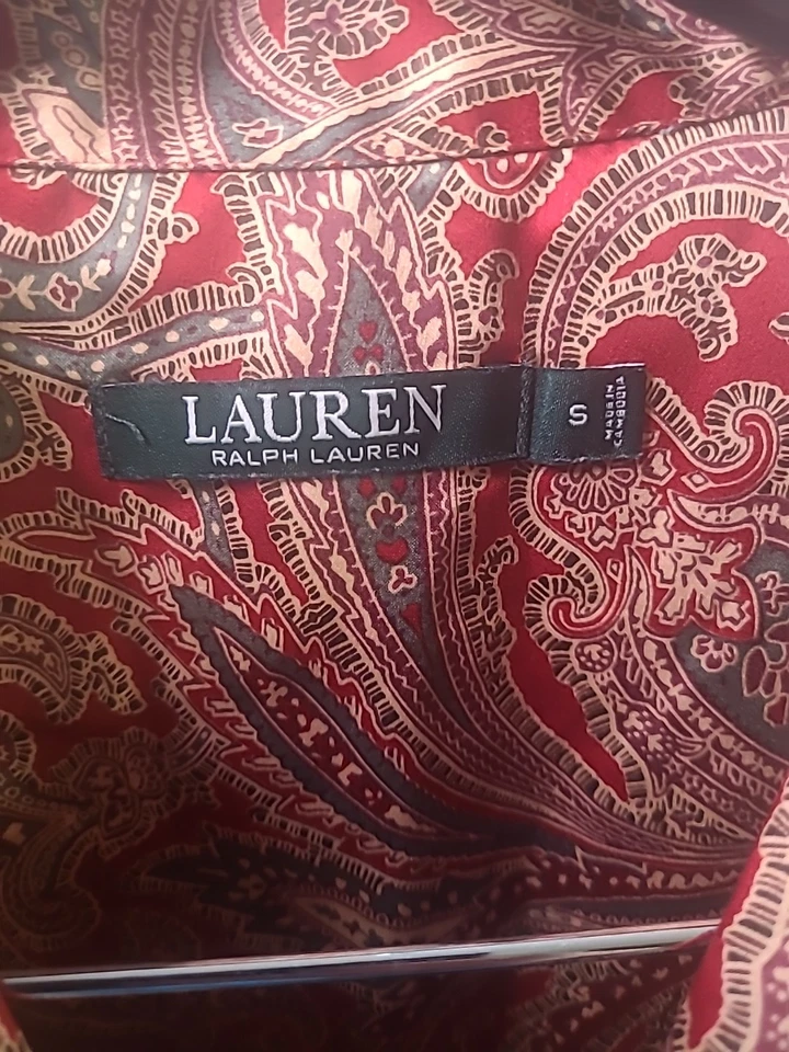 Lauren Ralph Lauren Red Paisley Pajama Set Crown Monogram Royalty Look Womens S - Image 4 of 4