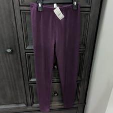 Zenana Ankle Leggings Purple Solid Pattern Women's Regular Size M