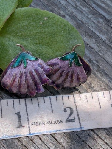 Vintage Sterling Blume Ohrringe, lila Ohrhänger - Bild 10 von 10