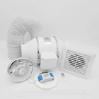 AirTech-UK Turbo Inline Bathroom Shower Fan Kit 100mm with Timer & 3W LED Light