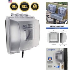 2-Gang Weatherproof In Use Outlet Cover Two Gang Outdoor Plug and Receptacl...