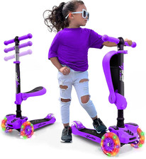 3-Wheeled Scooter for Kids - Wheel LED Lights, Adjustable Lean-To-Steer Handleba