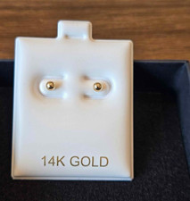 14K Solid Yellow Gold Ball Stud Earrings, 3mm