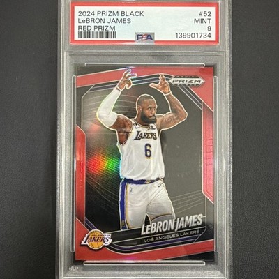 2024-25 Panini Prizm Black LeBron James #52 Red Prizm Lakers /299 PSA 9 Mint