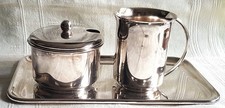 Art D&eacute;co Milch & Zucker Set versilbert mit Tablett
