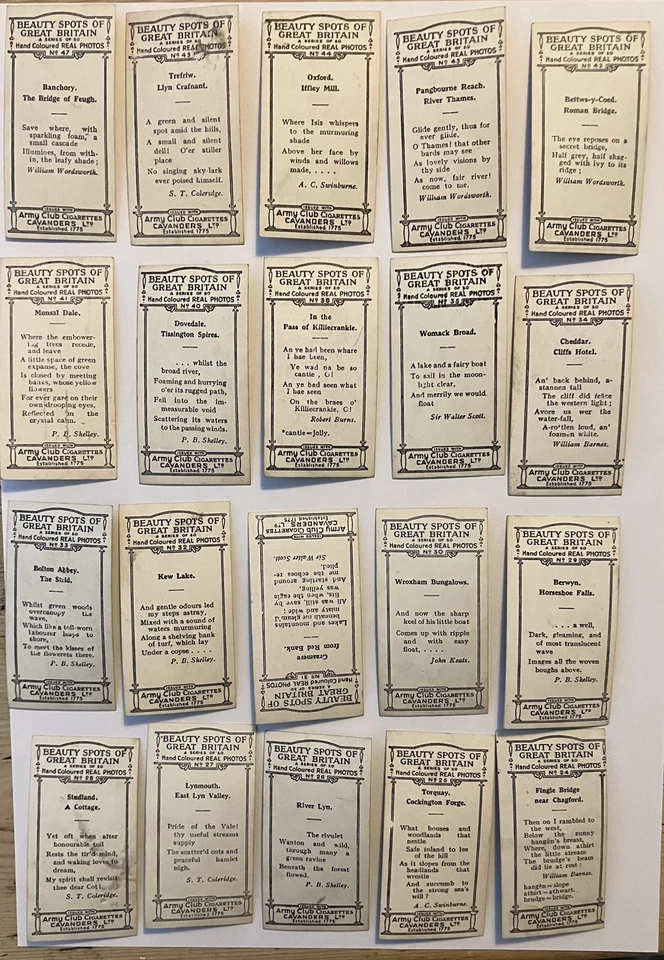 (A 07/2) Rare ARMY CLUB “Beauty Spots of Great Britain” Set of 21 Cards - Image 4 of 4