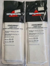 Vtg Wigwam Coolmax Liner Socks Sz 13-15 New Old Stock 2 Pairs Made in USA White