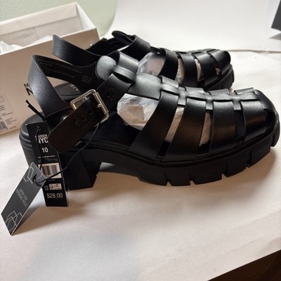 Madden NYCWm Fishmn Black Sandal, sz 10, Adjustable Strap, Comfort Foam Insole