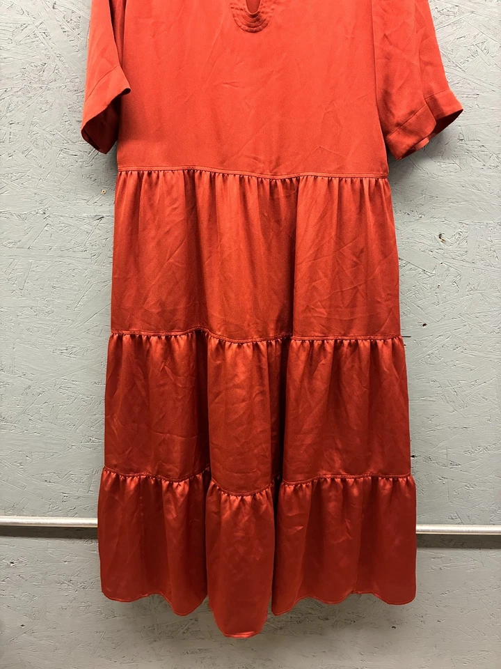 Vestido Pullover Lafayette 148 New York Para Mujer M Rojo En Niveles Midi Media Manga Foto 3 de 4