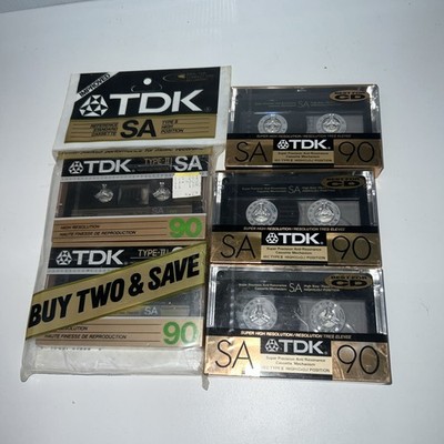 TDK SA90 Cassette Tape Lot (5 ) Type II High Bias  Sealed Vintage