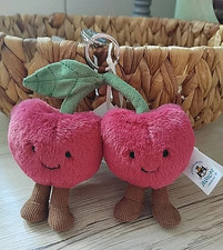 Jellycat Amuseables Cherries Plush Bag Charm   Keychain Cute Soft Toy Gift NWT