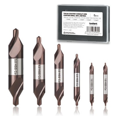 Center Drill Bit Set, TiAlN Coated Cobalt M35 HSS Centering Drill Bit