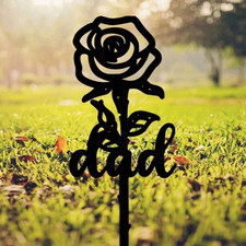 Memorial Stake Rose Waterproof Iron Cemetery Garden Decor Headstone Accent