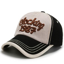 Korean Color Block Embroidery Baseball Cap