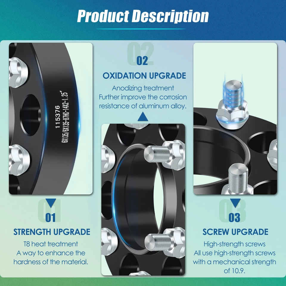 4PC 1.25" Hubcentric 6x135 Wheel Spacers For Ford F150 Lincoln Mark LT Navigator - Image 3 of 4