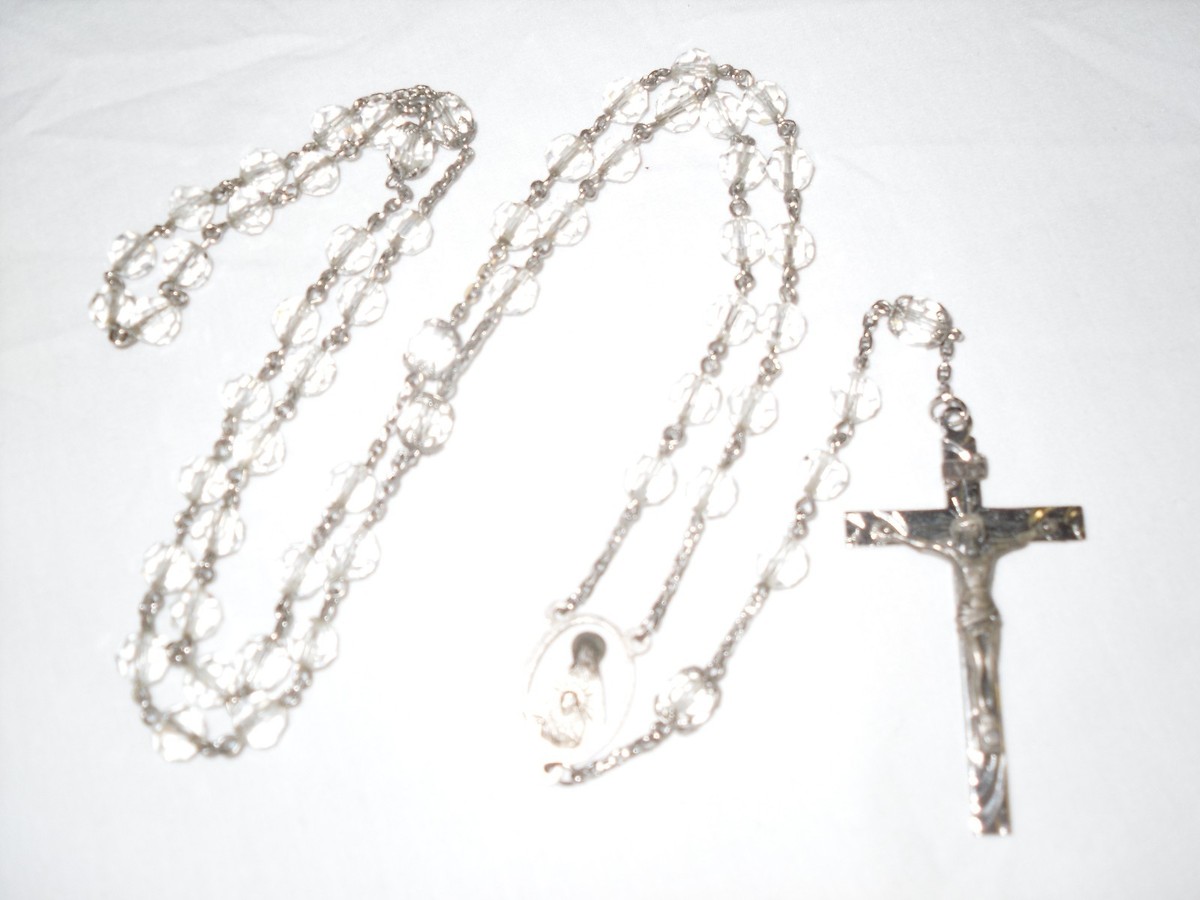 Sterling Silver Rosary with Crystal Beads Signed AP | eBay