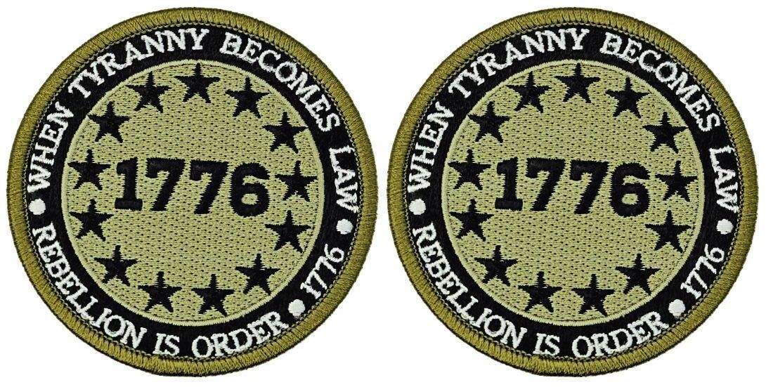 1776 When Tyranny Becomes Law Rebellion Becomes Duty Patch ||2PC HOOK BACK 3"x3"