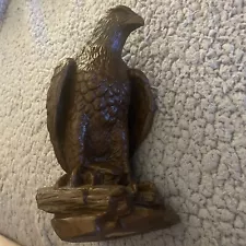 American Eagle Figurine Red Mill Mfg Handcrafted Pecan Resin 7.5" Bird Statue 