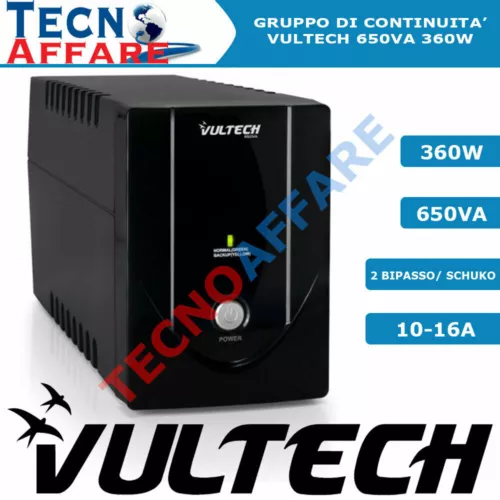 UPS Gruppo di continuità 650VA 360W per pc dvr telecamere Stabilizzatore Vultech