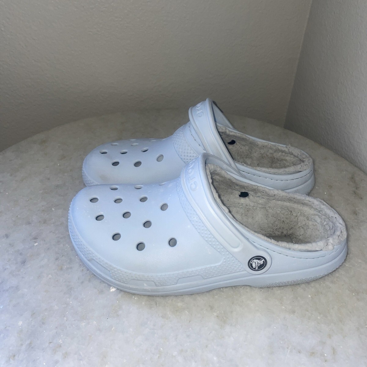 Crocs Sherpa Fleece Lined Clogs Light Blue Women display picture 1