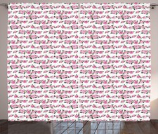 Image of Floral Curtains Pink Peonies Leaves