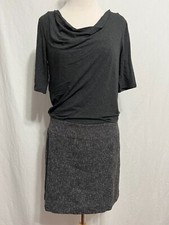 Ann Taylor Cowl Neck Combo “Top/Skirt” Shift Tunic Dress Gray Heather Size 2
