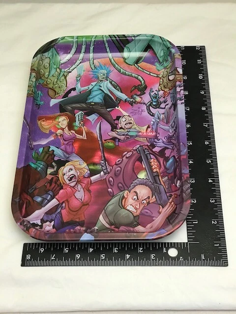 Printed metal Tray snack plate Space fight R&M decorative table tray 11" x 7.5" - Image 2 of 4