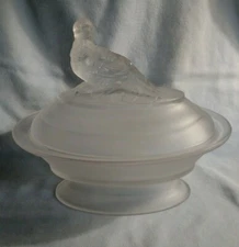 Imperial Glass Covered Dove Covered Dish - Crystal & Crystal Satin