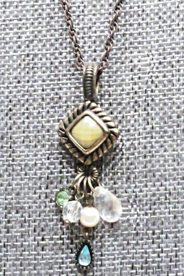 A53) Lia Sophia Brass & Crystal Necklace