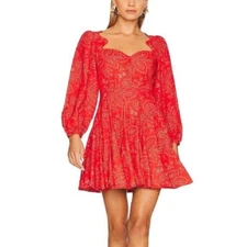 NEW RHODE TORRI RED DRESS IN AUTUMN FERN BRAMBLE BERRY SIZE S