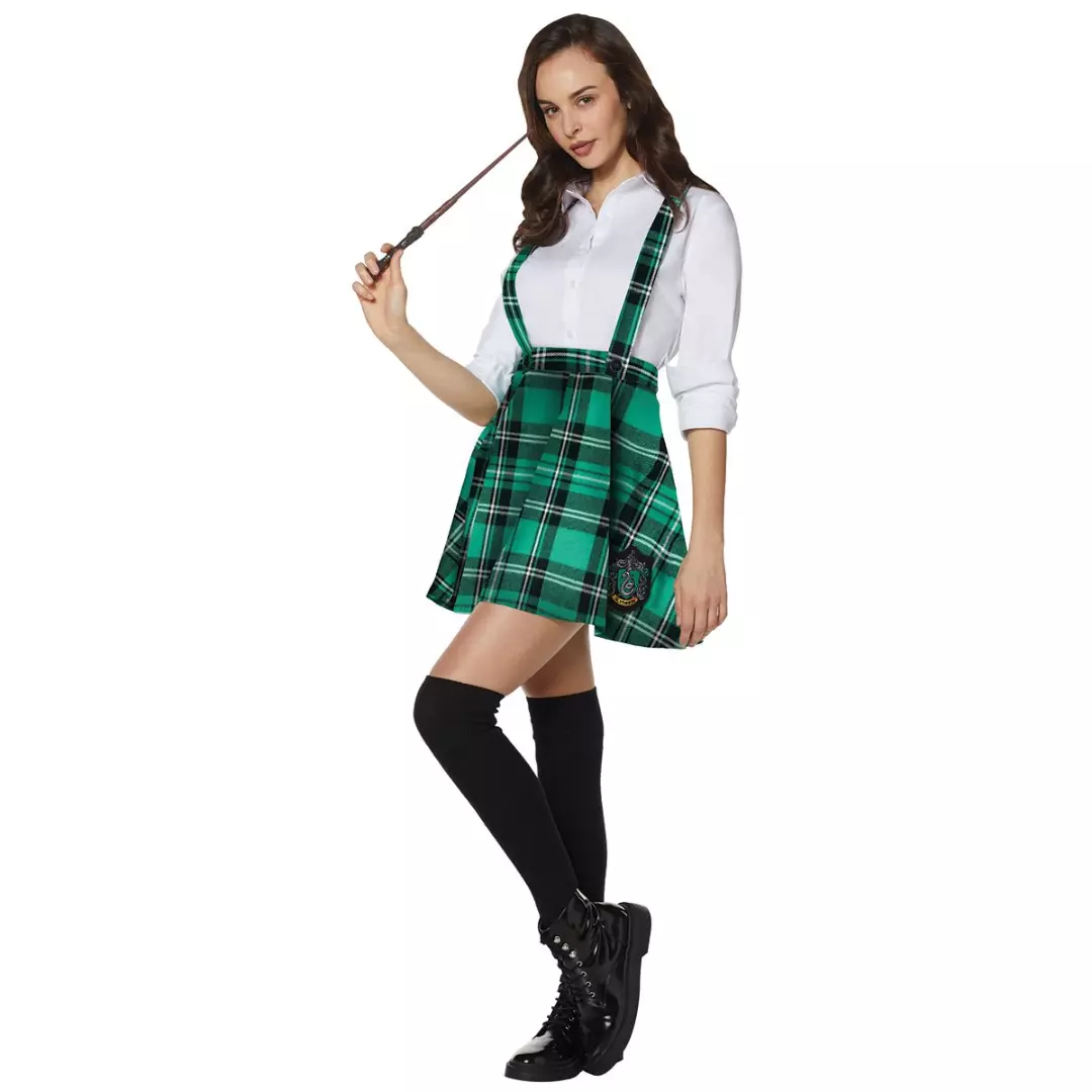 Harry Potter Slytherin Costume Dress Cosplay Plaid Skirt For Women