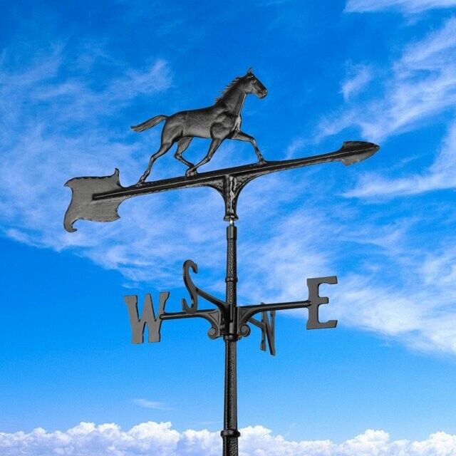 Whitehall: 30" Rooftop Aluminum Horse Accent Weathervane - Black ✅