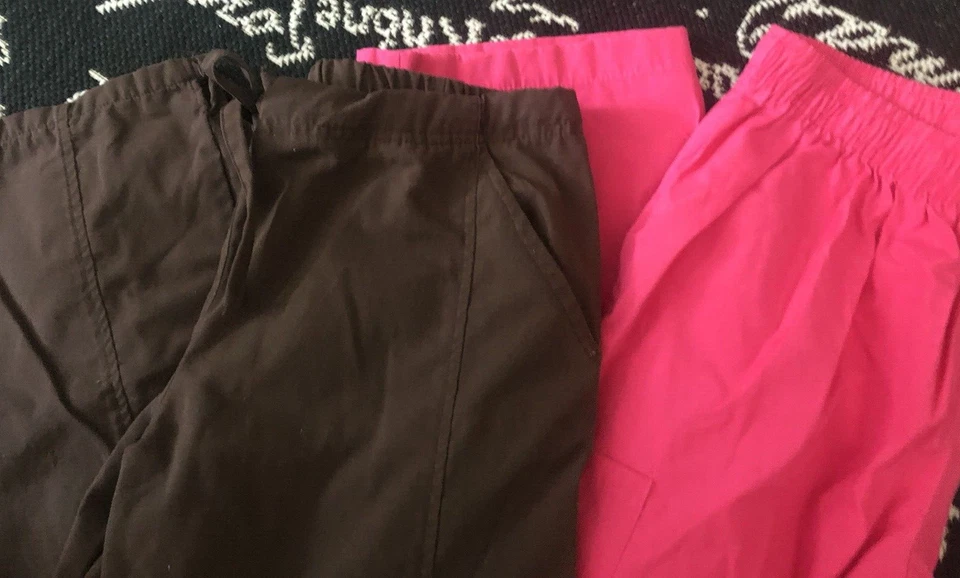 Unworn Lot of 2 M MG MEDGEAR B SCRUB PANTS Hot Pink Dark Brown Medical Nurse DR - Image 3 of 4