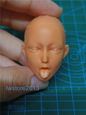1:12 Climax Tongue Out Girl Head Sculpt Carved For 6'' Female Figure Body Toys